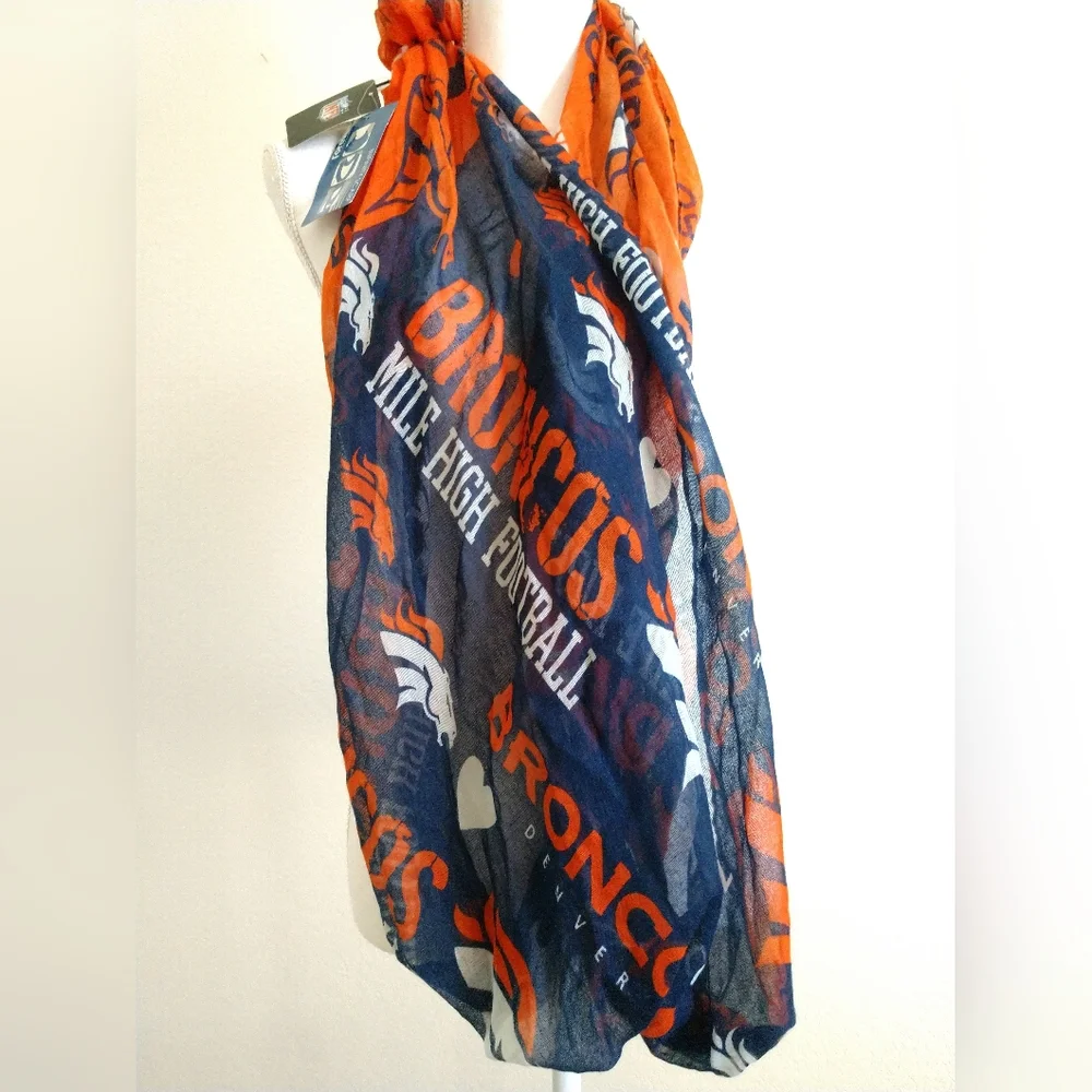 NEW Denver Broncos Infinity Fashion Scarf NWT Orange Blue 6012